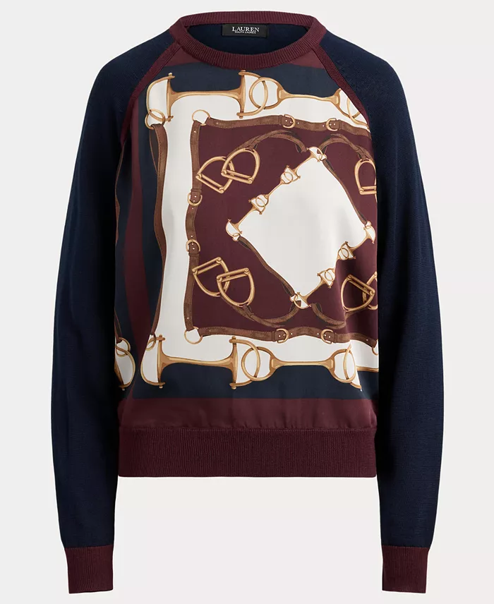 Women's Equestrian-Print Raglan-Sleeve Sweater - thumbnail 5