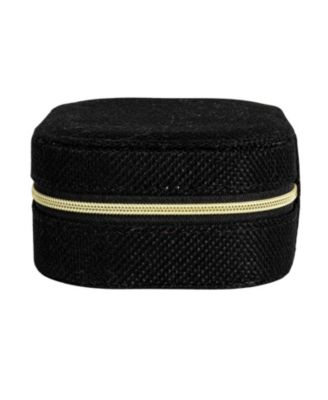 Small Leather Travel Jewelry Organizer Box, Caramel Color