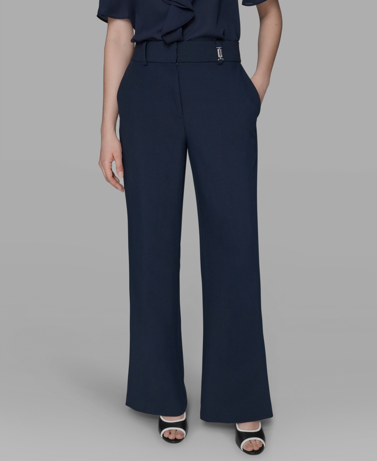 Karl Lagerfeld Women's Flare Leg Pants In Blue