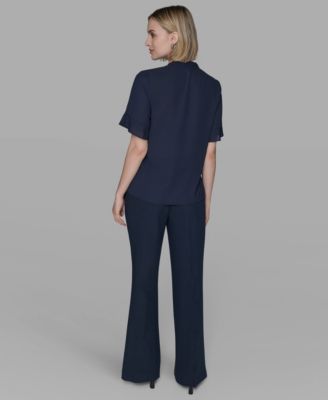 Women's V-Neck Ruffle Front Top