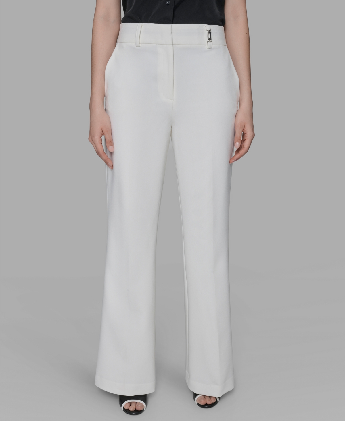 Karl Lagerfeld Women's Flare Leg Pants In White