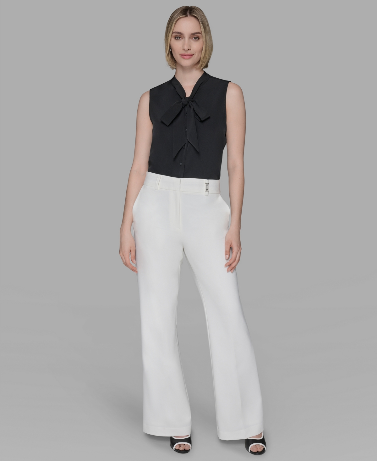 Karl Lagerfeld Women's Flare Leg Pants In White