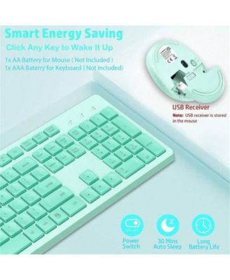 Wireless Keyboard And Mouse Combo - Full-Sized Computer Keyboard, 2.4GHz Wireless Keyboard Silent Mouse Set With 2-In-1 Receiver for Laptop