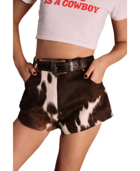 Женские шорты Nasty Gal Limited Cow Hide Leather, цвет: Тёмный коричневый