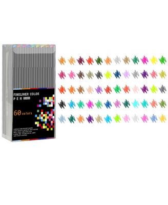 60 Pcs Fineliner Color Pens Set, 0.4MM Fine Tip Highlighter for Painting, Sketching, Doodling, Drafting and Art Projects