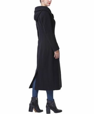 Women's Hooded Wool Blend Long Coat