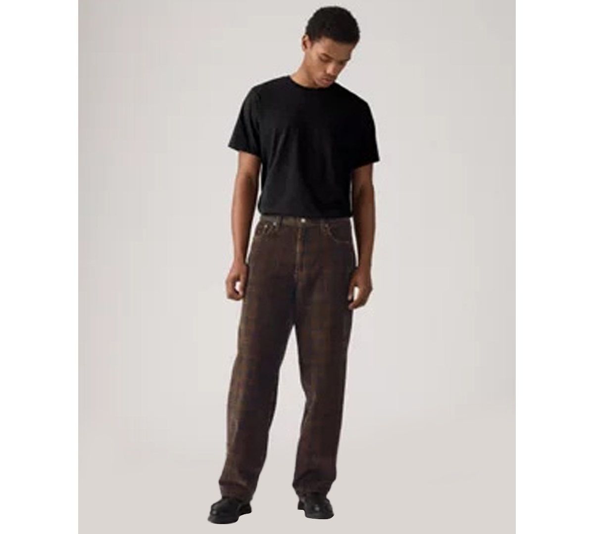 Levi's 568 Loose Straight Corduroy Jeans In Black Olive In Brown