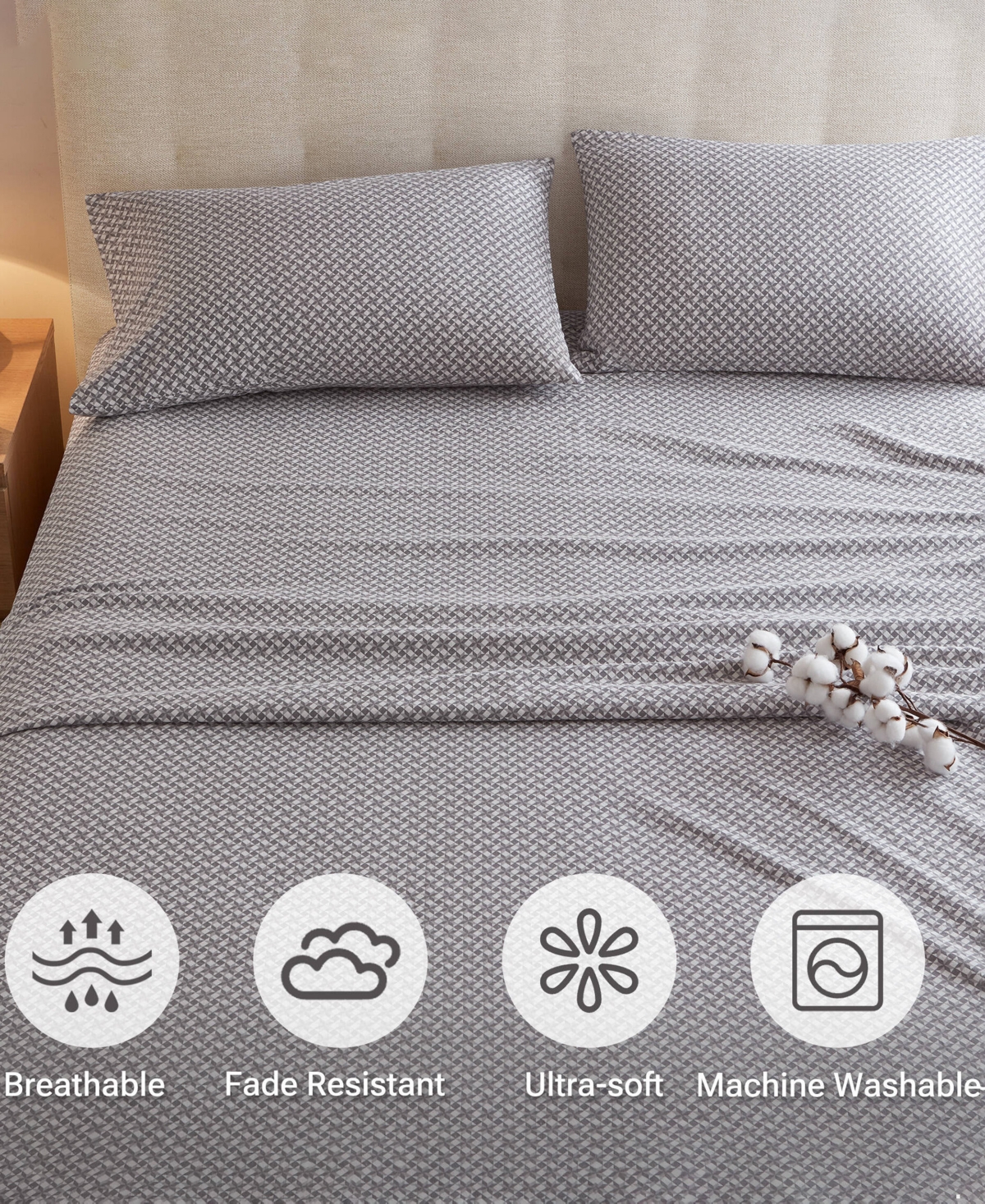 Madison Park Novelty Printed Cotton Flannel 4-pc. Sheet Set, King In Gray