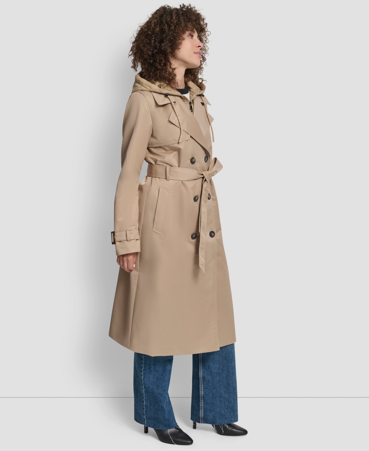 Dkny Women's Double Breasted Trench Coat In Brown