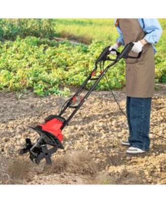 Ironmax Corded Electric Tiller Cultivator, 10 Amp Powerful Foldable Garden Rototiller