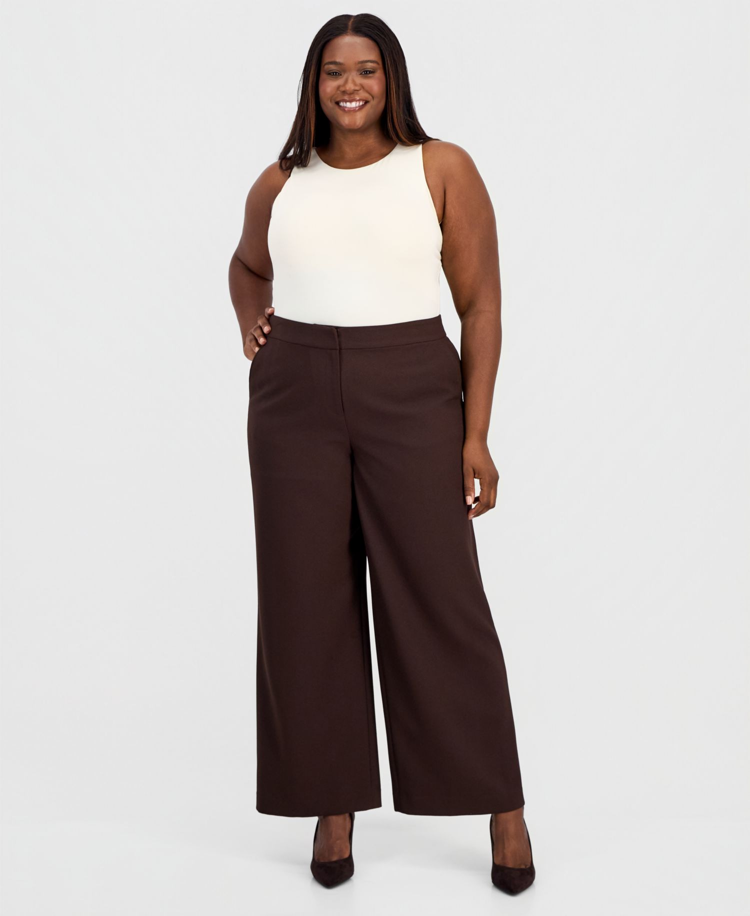 ASL Plus Size Mid-Rise Wide-Leg Pants