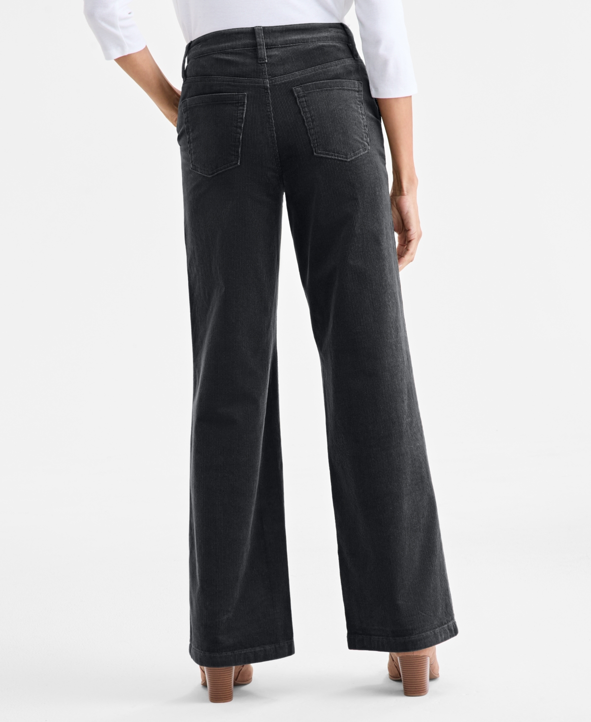 Style & Co Petite Mid Rise Wide-Leg Corduroy Pants, Macy's Exclusive