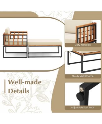 Outdoor Chaise Lounge Chair Acacia Wood Heavy Duty 1200 lbs Weight Capacity