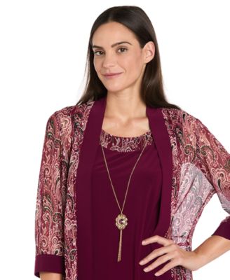 Women's Paisley Printed Jacket and Dress, 2-Piece Set