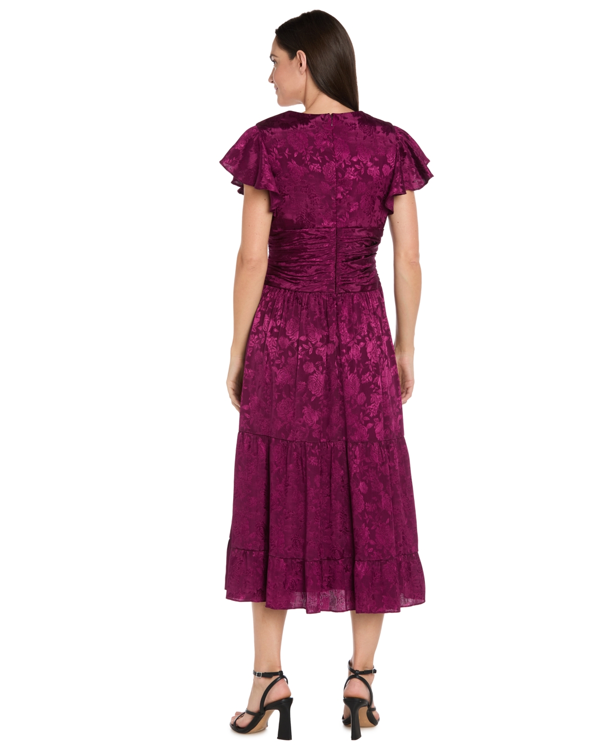 R & M Richards Women's Short Full Skirt Floral V-neck Dress In Multi