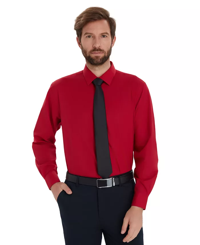 Men's Solid Regular-Fit Dress Shirt