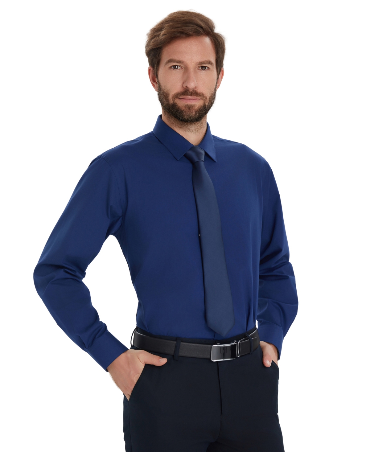 Alfani Men's Promo Solid Regular-fit Spread Collar Dress Shirt, Macy's Exclusive In Blue