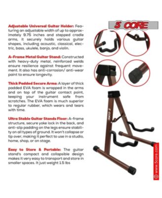 Double Guitar Stand Floor Adjustable Heavy Duty A Frame Folding Acoustic Electric Bass Mandolin Banjo Violin Holder Stands