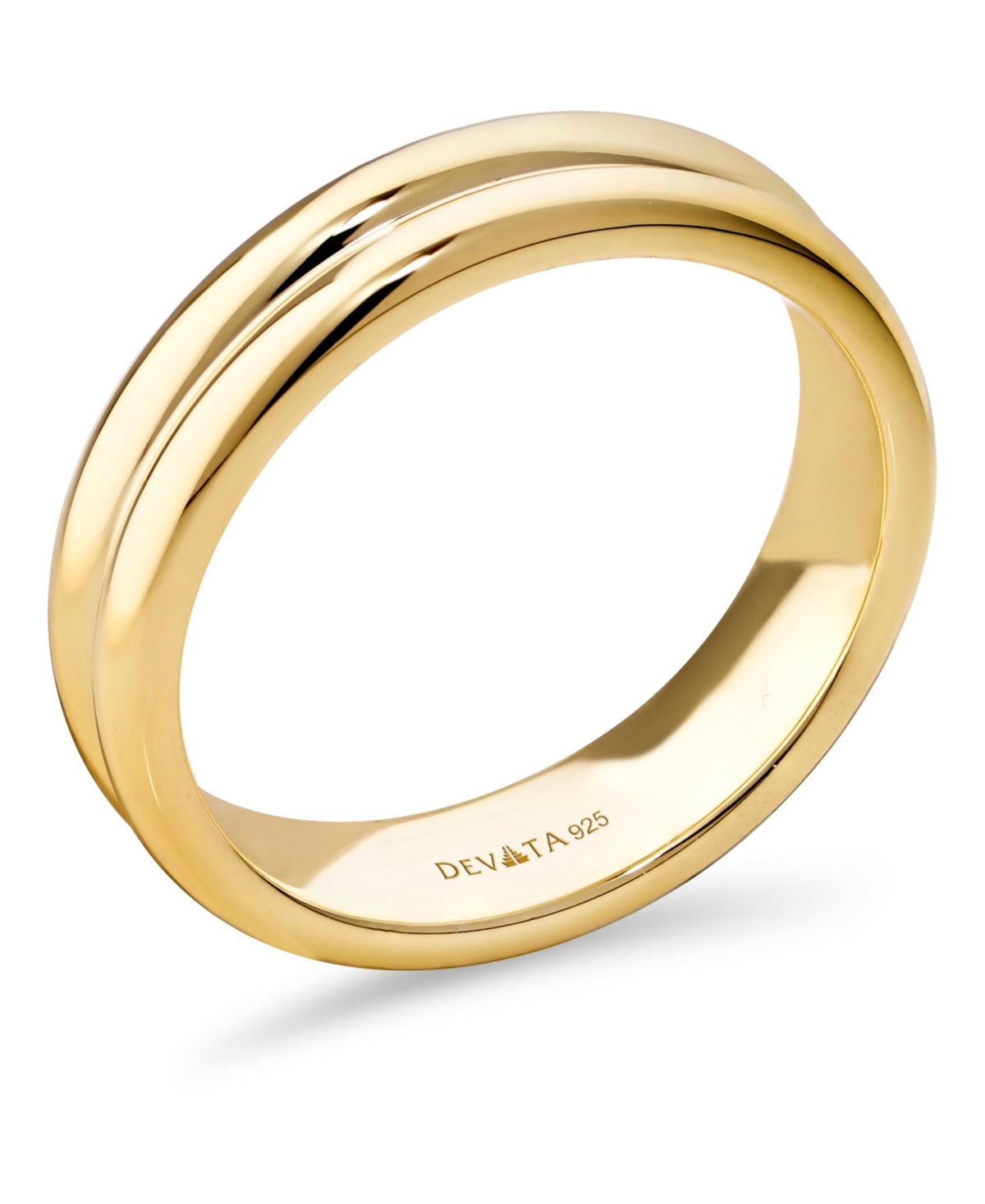 Devata Lined Band Ring Gold Plated Sterling Silver, 9
