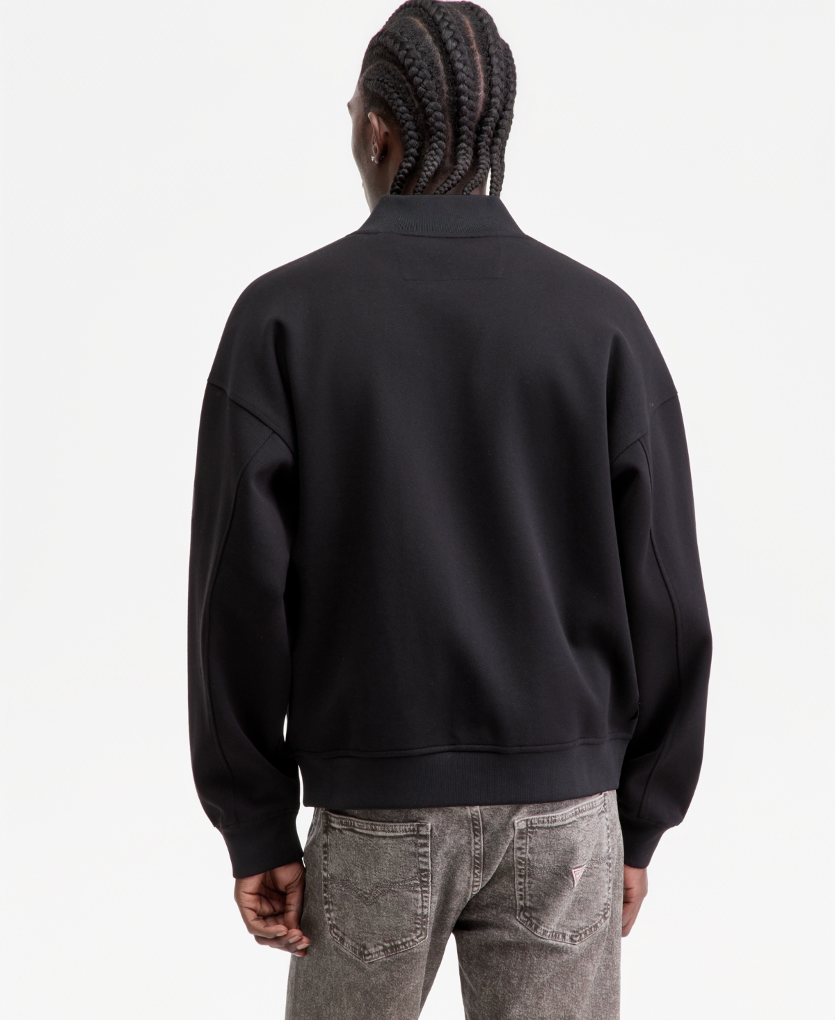 Guess Men's Logo Patch Bomber Sweatshirt