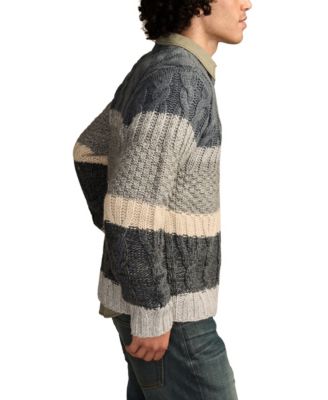 Men's Cable Stripe Crewneck Sweater