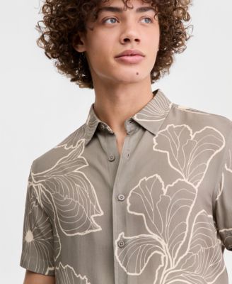 Men's Floral Short-Sleeved Button-Up Shirt