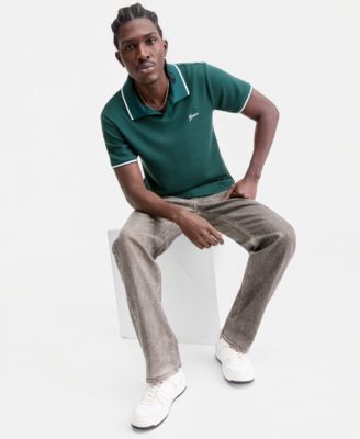 Men's Weston Waffle-Knit Tipped Polo Shirt 