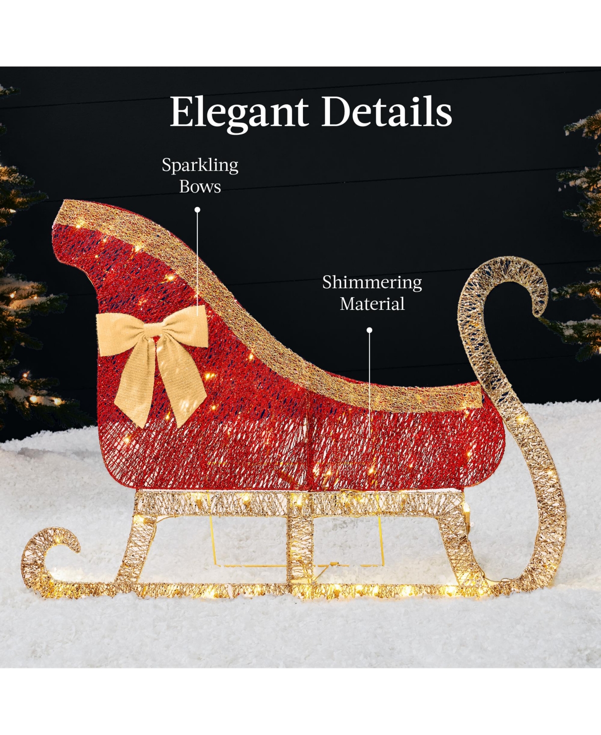 Best Choice Products Lighted 2D Reindeer & Sleigh Set Outdoor Decor w/ Warm White Led Lights