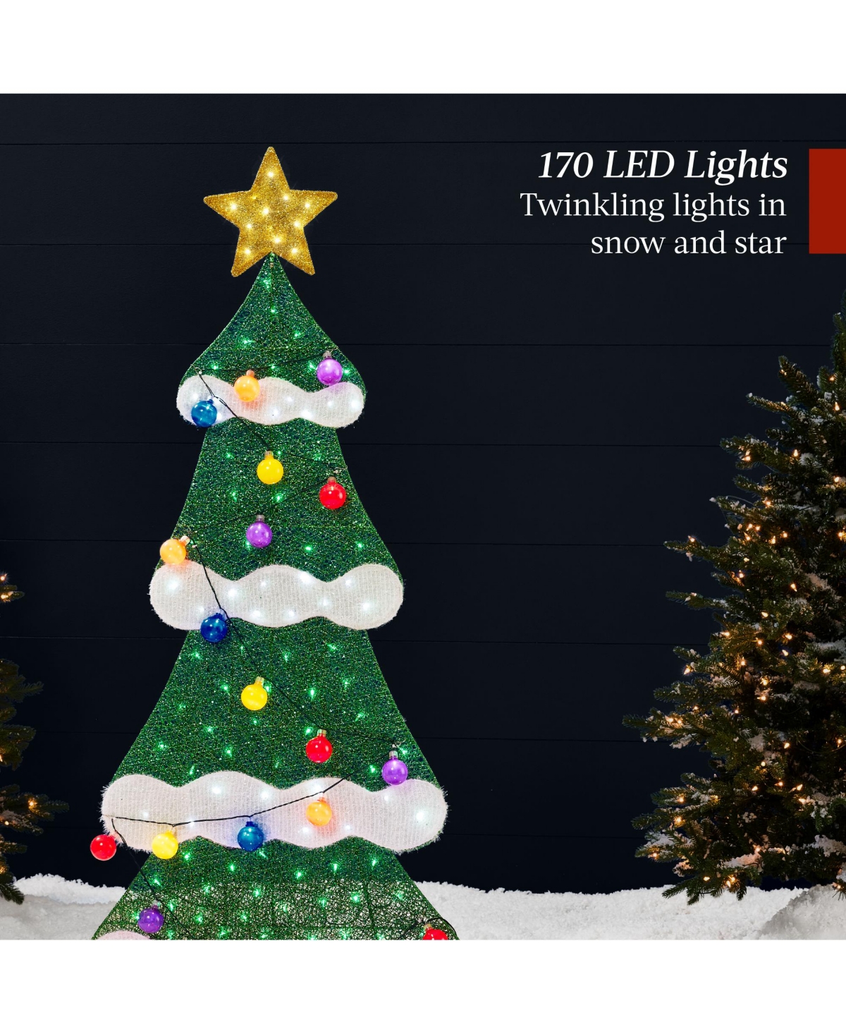 Best Choice Products 6ft Lighted 2D Christmas Tree Outdoor Decor w/ 170 Led Lights, Gift Boxes