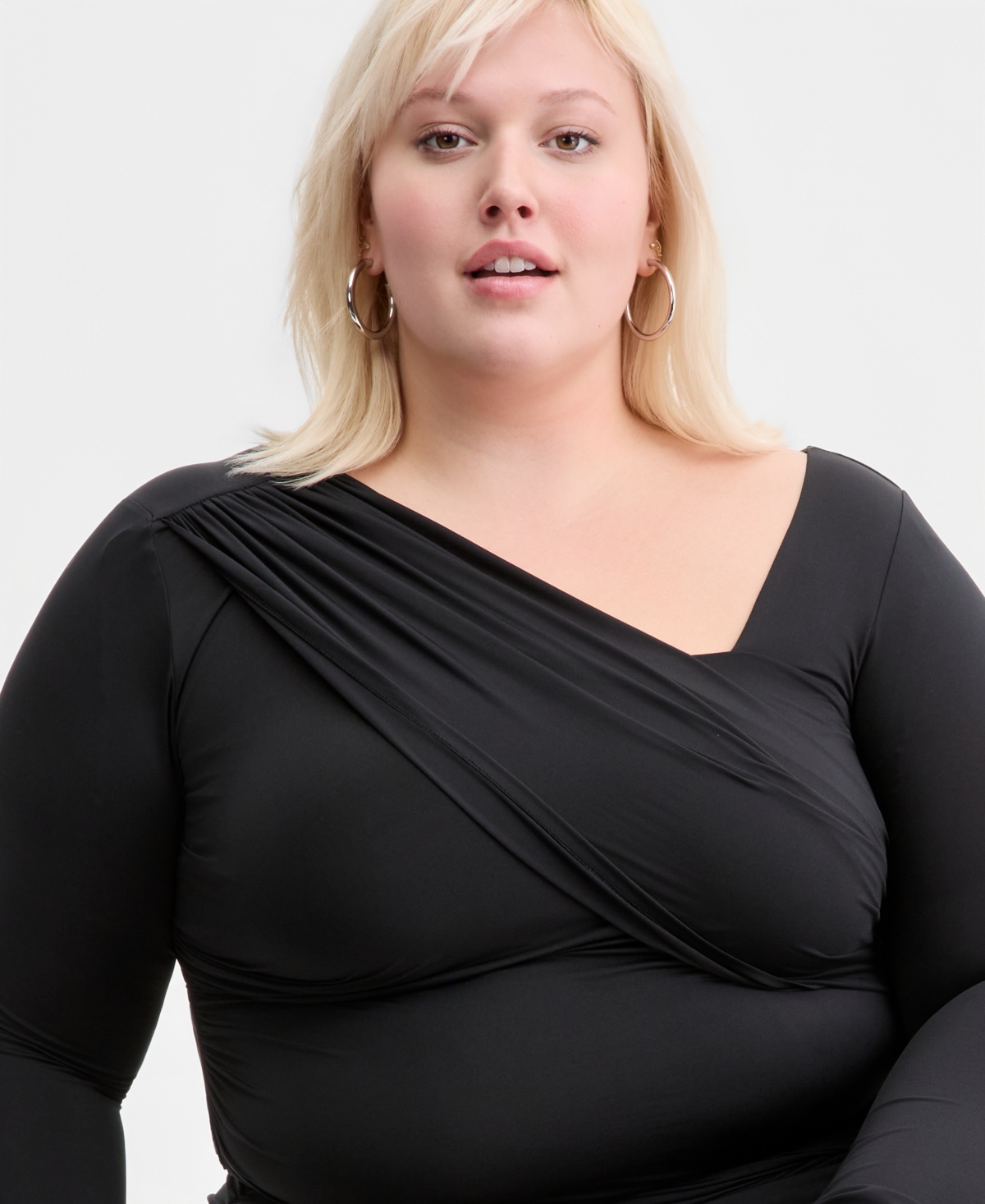 Bar Iii Trendy Plus Asymmetrical-Neck Midi Dress, Macy's Exclusive