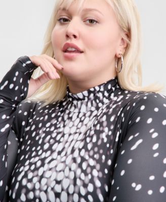 Trendy Plus Size Printed Mock-Neck Midi Dress, Macy's Exclusive