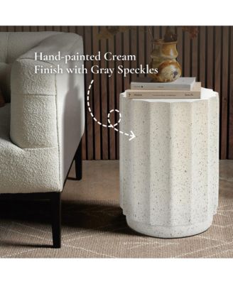 Outdoor Side Table, 18'' Cement Accent End Tables for Patio, Garden Small Decorative Stool