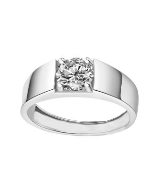 Men's Modern Solitaire Clear Cubic Zirconia Slim Band Ring