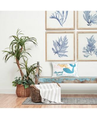 Mermaid Love" Embroidered Cotton Blend Accent Throw Pillow 14" x 24