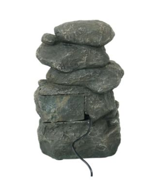 Indoor Home Decorative Relaxing Stacked Rocks Tabletop Water Fountain with LED Lights - 10"