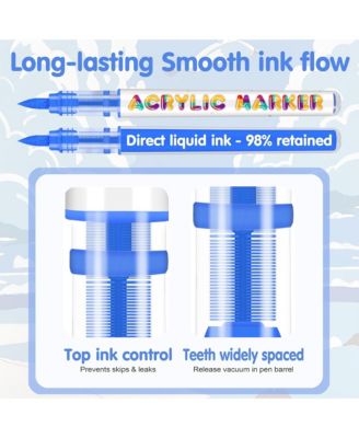 18 Colors Acrylic Paint Markers Set, Waterproof, and Non Fading Watercolor Pen for Art Graffiti, Non Transparent Paper, Stackable