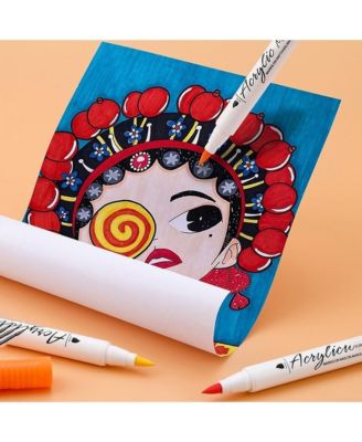 12 Colors Acrylic Marker Pens, Waterproof Soft Tip Paint Pens for Rock Painting, Fabric, Metal, Glass, Wood, Canvas, Ceramic and Plastic