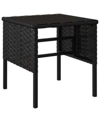 Garden Footstool Set of 4 Black Poly Rattan Small Modular