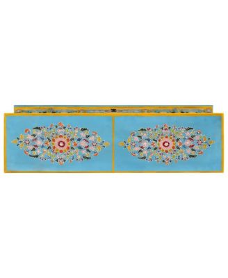 TV Cabinet Blue Solid Mango Wood Medium TV Cabinet Rectangular