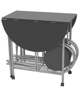 Dining Set Black and silver MDF and powder-coated iron Compact