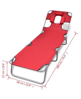 Sun Lounger Red Powder-coated steel frame, Polyester fabric Large