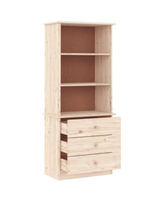 Bookcase Natural Solid Pine Wood 23.6 x 13.8 x 55.9 in Bookcase