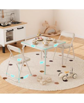 3-Pc. Steel & PU Foldable Ergonomic Kids Table and Chair Set