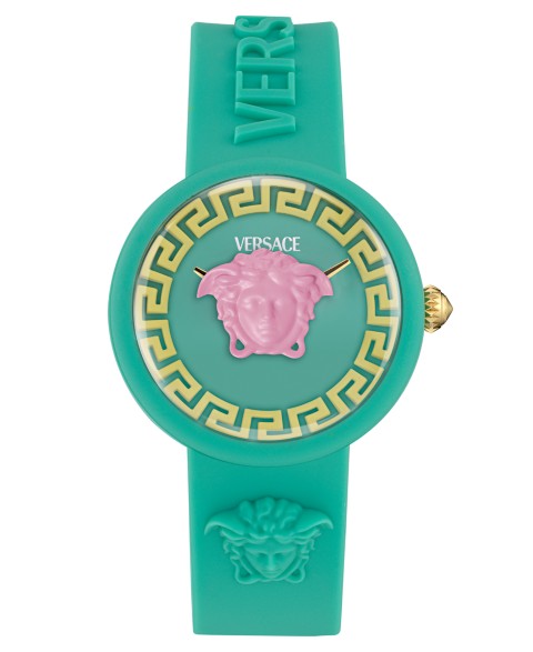 Детские часы Versace Medusa Pop на силиконовом ремешке 32 мм бирюзовые