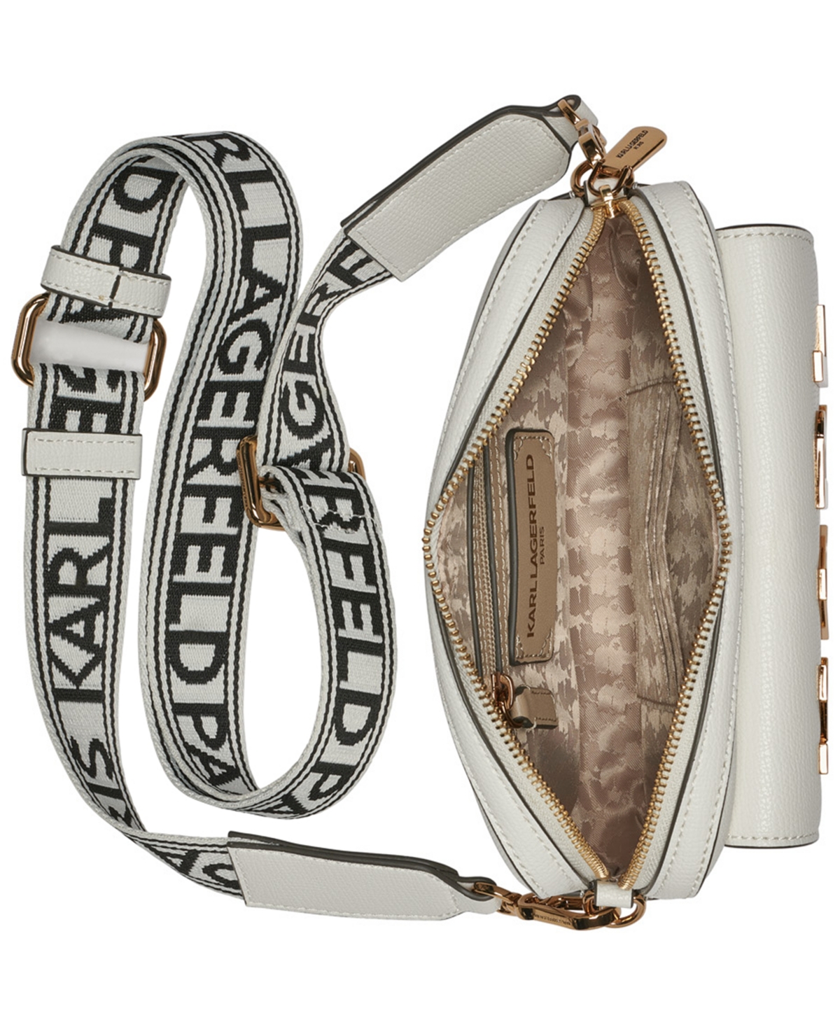 Karl Lagerfeld Maybelle Mini Top Zip Crossbody Bag In White