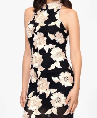 Petite 3D Embroidered Flower Sleeveless Long Dress