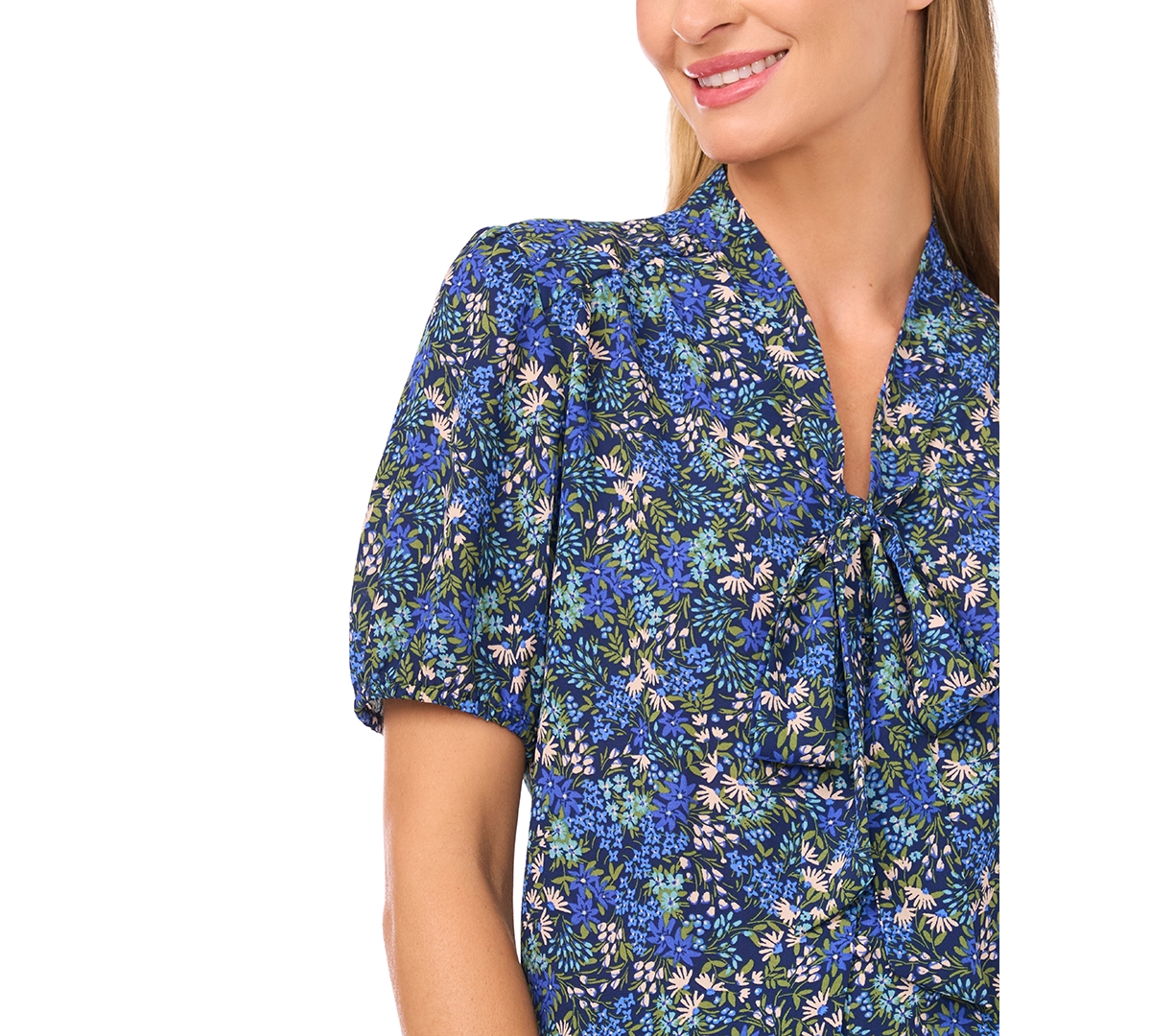 Cece Women's Short-sleeve Bow Tie Shirred Top In Purple