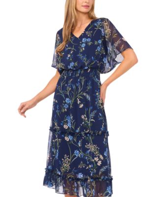 Women's Smock Waist Tiered Midi Dress