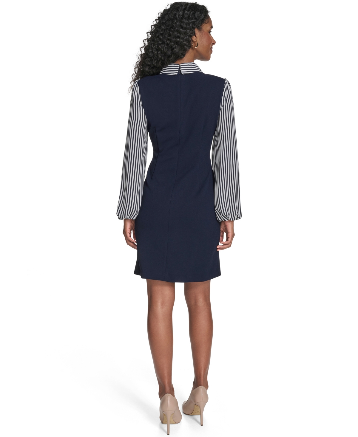 Tommy Hilfiger Women's Striped Collared Short Dress In Blue