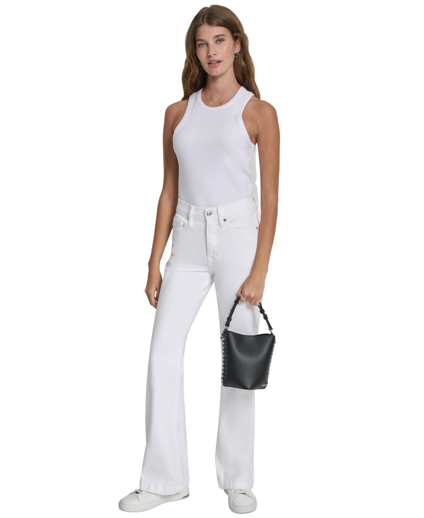 Женская сумка DKNY Riona Small Bucket, цвет: Чёрный / Серебряный — фото 6
